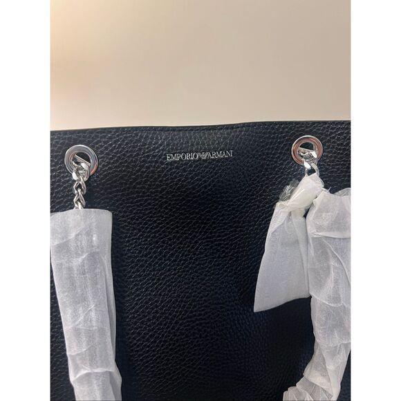 Emporio Armani Palmellato Leather-Effect Shopper Bag with Eagle Charm - Picture 6 of 16